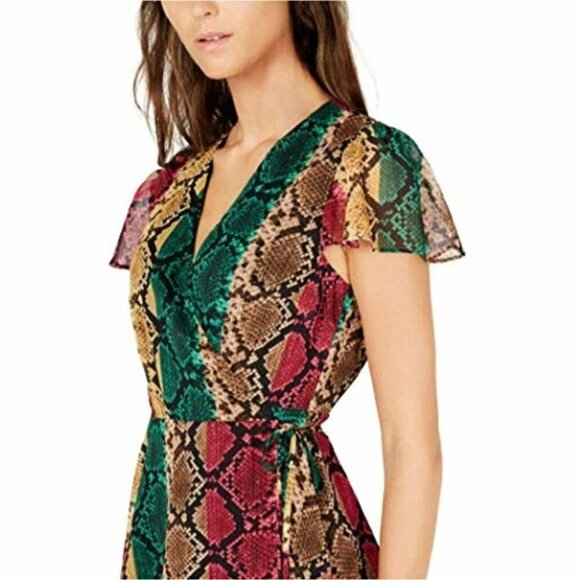 Inc Snake-Embossed Wrap Hi-Lo Midi Dress, Rainbow - Picture 4 of 4